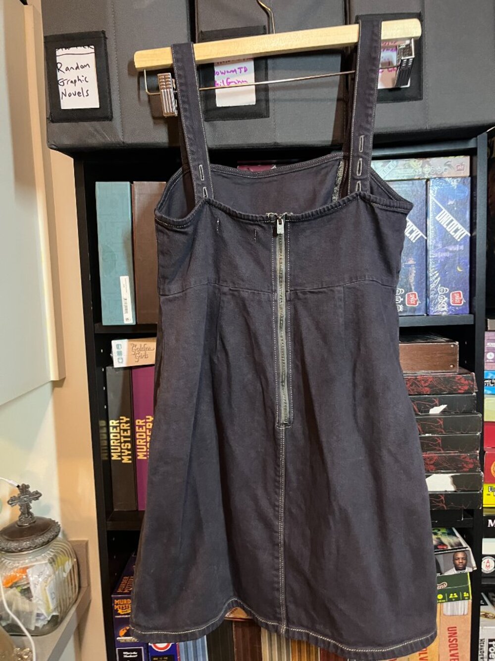 Hollister Dark Wash Denim Zip Front Mini Dress Size Small Y2K - Picture 3 of 5